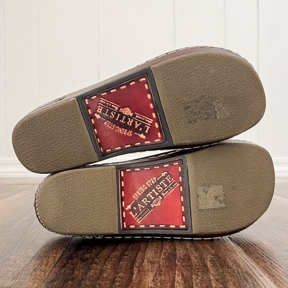 L'Artiste Spring Step Chino Clog Mule Hand Painted Leather Shoe Boho Size 38 Red - Picture 7 of 12